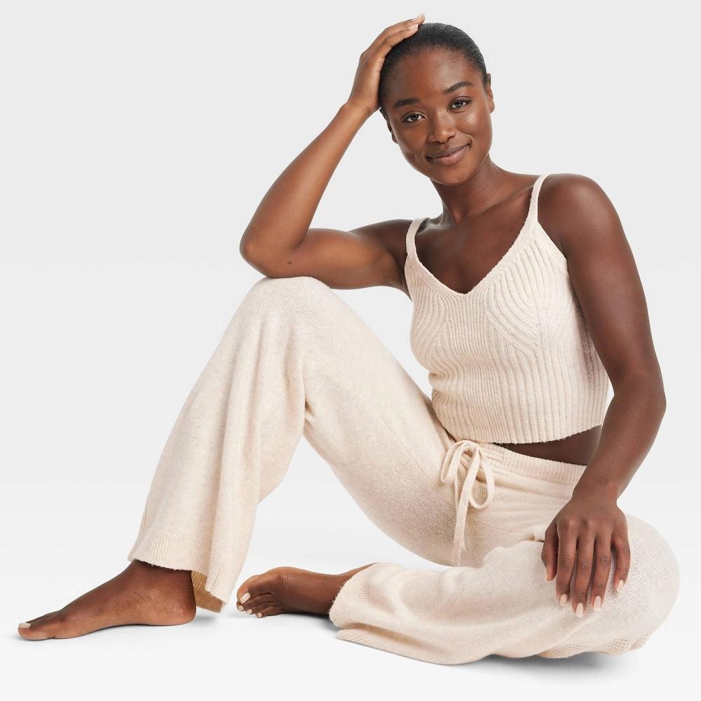 Womens Sweater Wide-Leg Pajama Pants - Auden Oatmeal XL Product Image