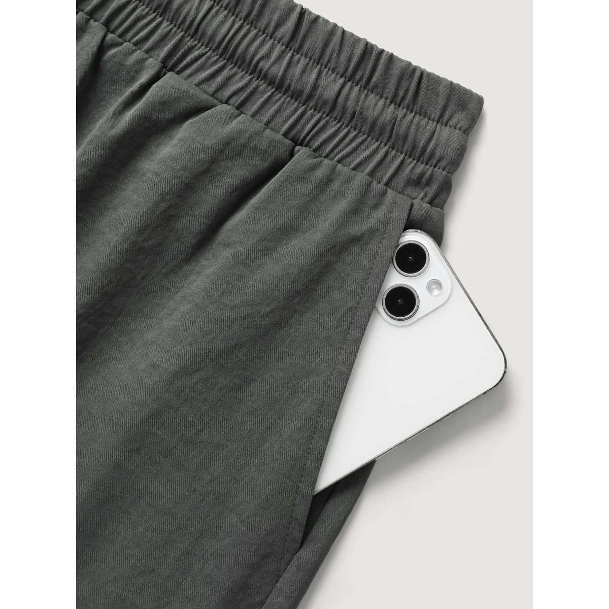Plus Size Waist-Tie Solid Wide-Leg Shorts Women ArmyGreen Casual Drawstring Wide Leg Everyday-Casual Shorts BloomChic 12/L Product Image