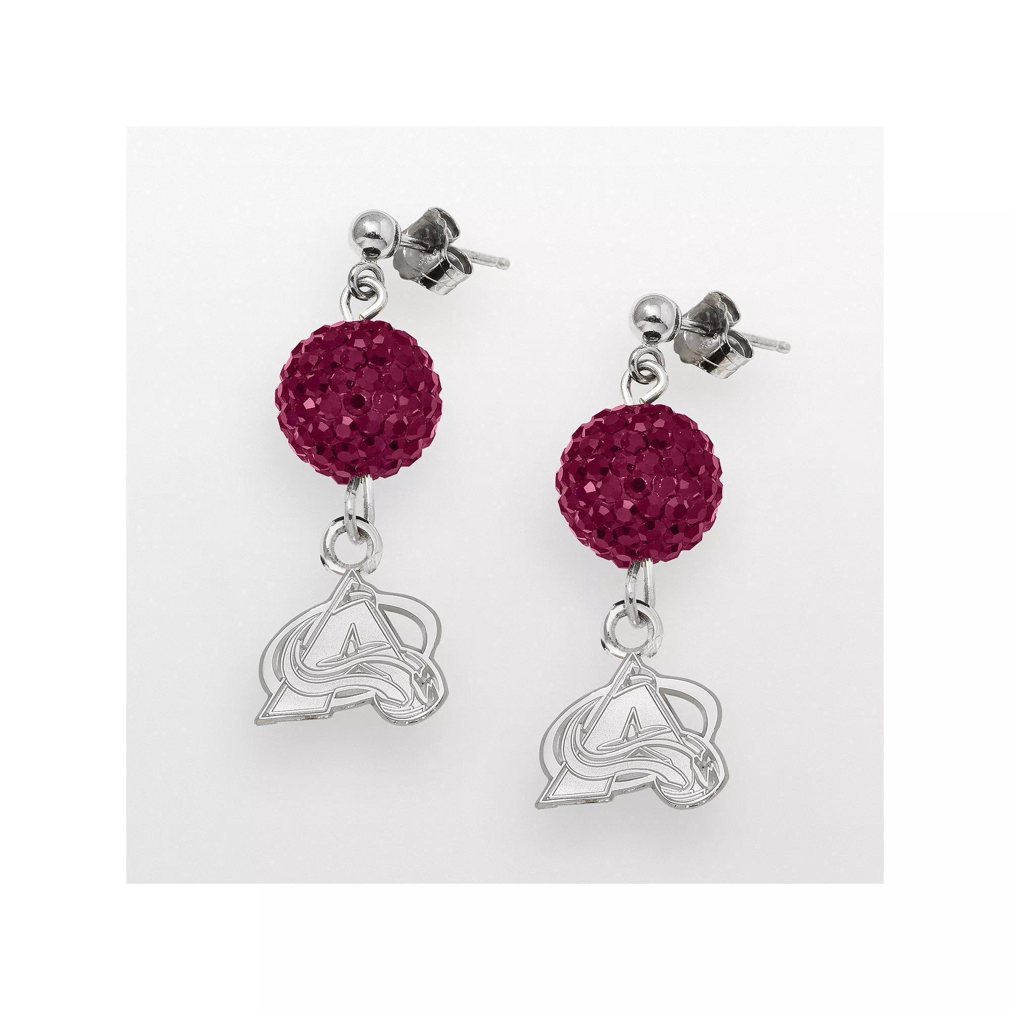 LogoArt Colorado Avalanche Sterling Silver Crystal Ball Drop Earrings, Women's Product Image
