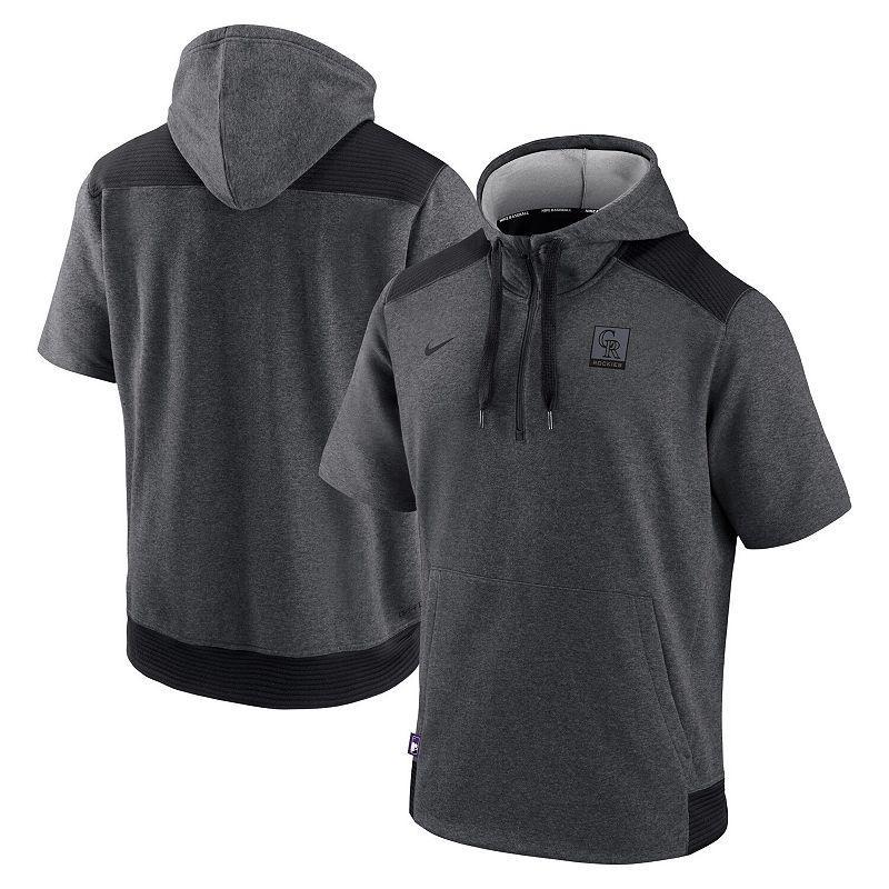 Mens Nike Heathered Charcoal/Black Chicago White Sox Authentic Collection Dry Flux Performance Quarter-Zip Short Sleeve Hoodie Product Image