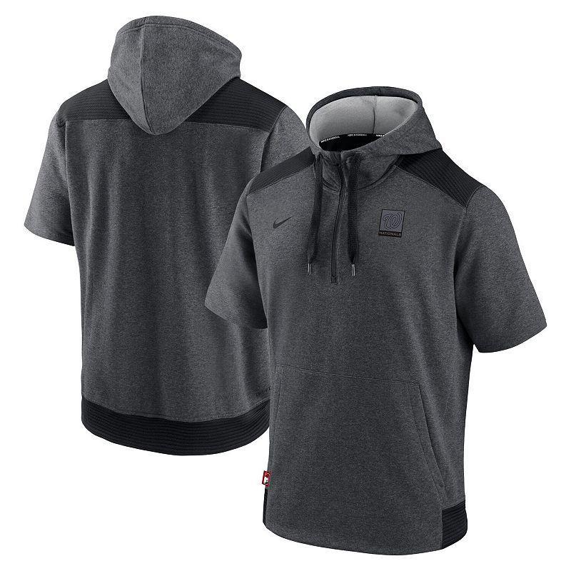 Mens Nike Heathered Charcoal/Black Chicago White Sox Authentic Collection Dry Flux Performance Quarter-Zip Short Sleeve Hoodie Product Image