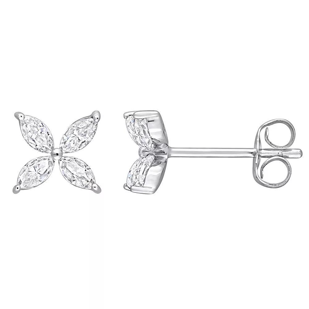 Stella Grace 10k White Gold Lab-Created Moissanite Floral Stud Earrings, Womens, 10k Whgold Product Image