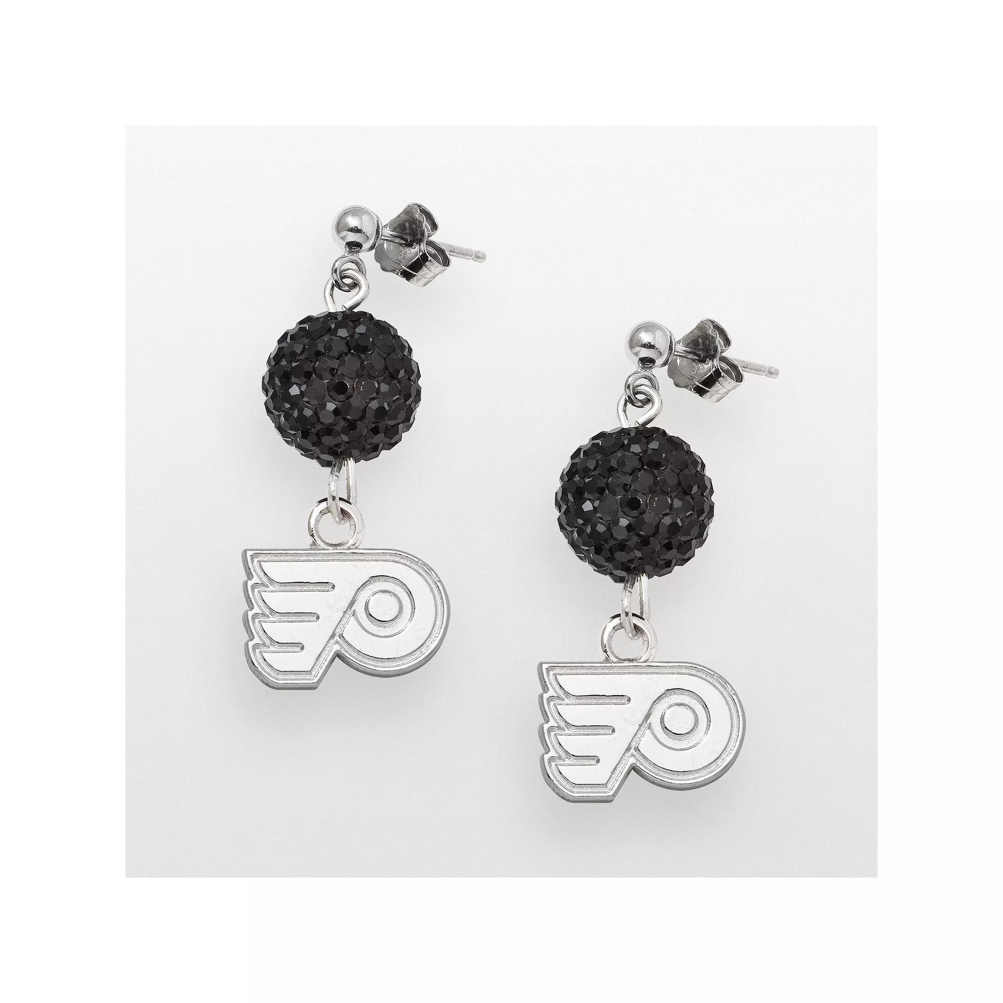 LogoArt Philadelphia Flyers Sterling Silver Crystal Ball Drop Earrings, Women's Product Image