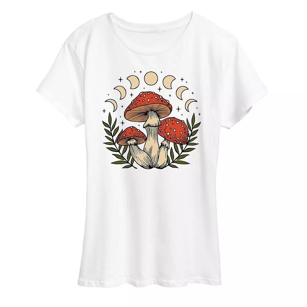 Women's Fall Mushrooms Graphic Tee, Girl's, Size: Medium, White Product Image