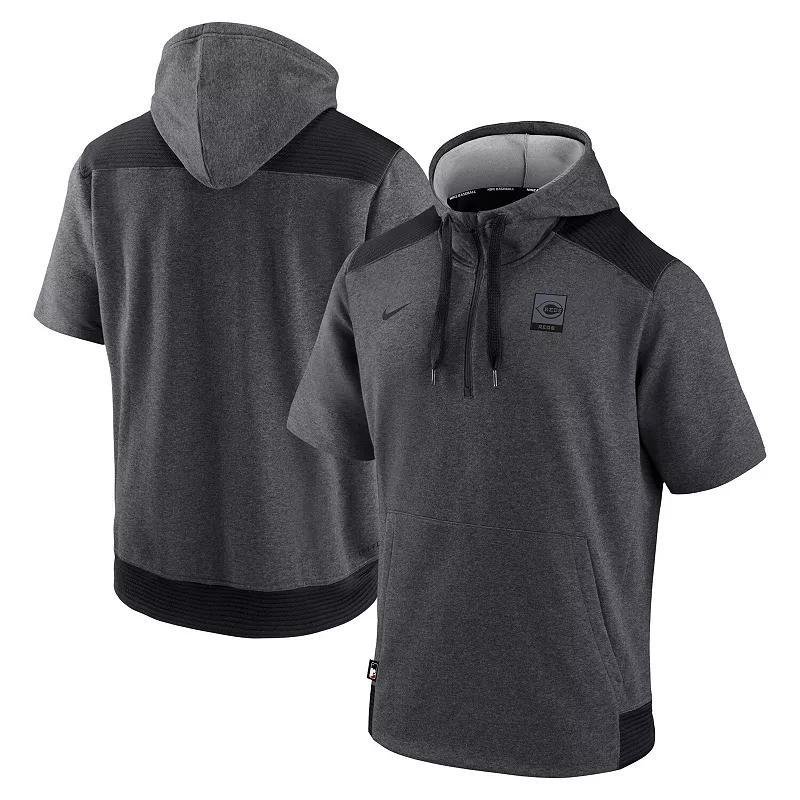 Mens Nike Heathered Charcoal/Black Chicago White Sox Authentic Collection Dry Flux Performance Quarter-Zip Short Sleeve Hoodie Product Image