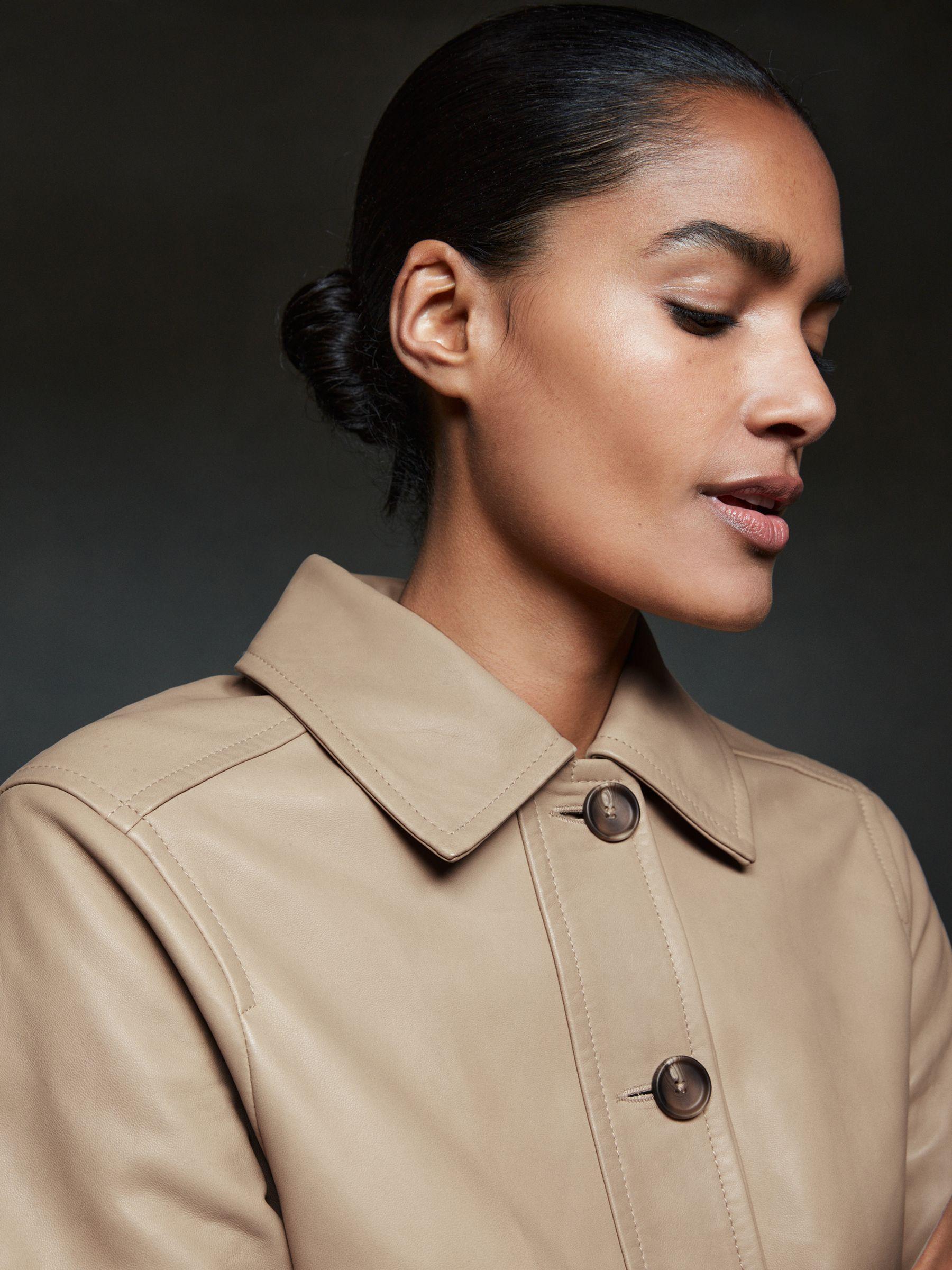 Leather Trucker Jacket in Neutral Product Image