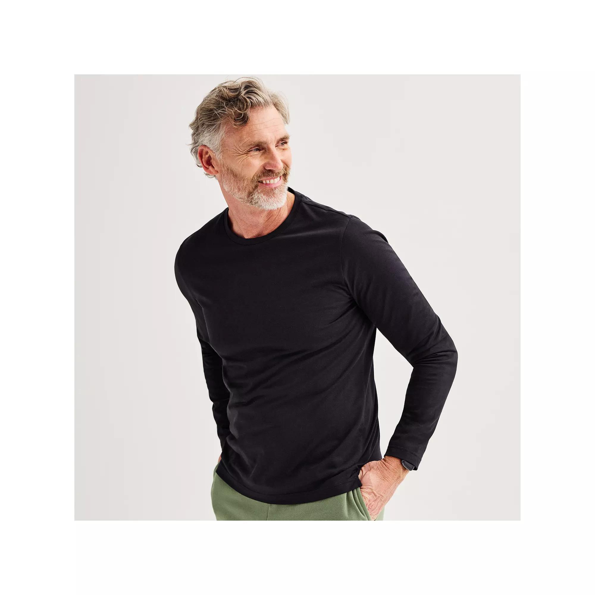 Men's Tek Gear® Long Sleeve Essential Tee, Size: Large, Mineral Black Product Image