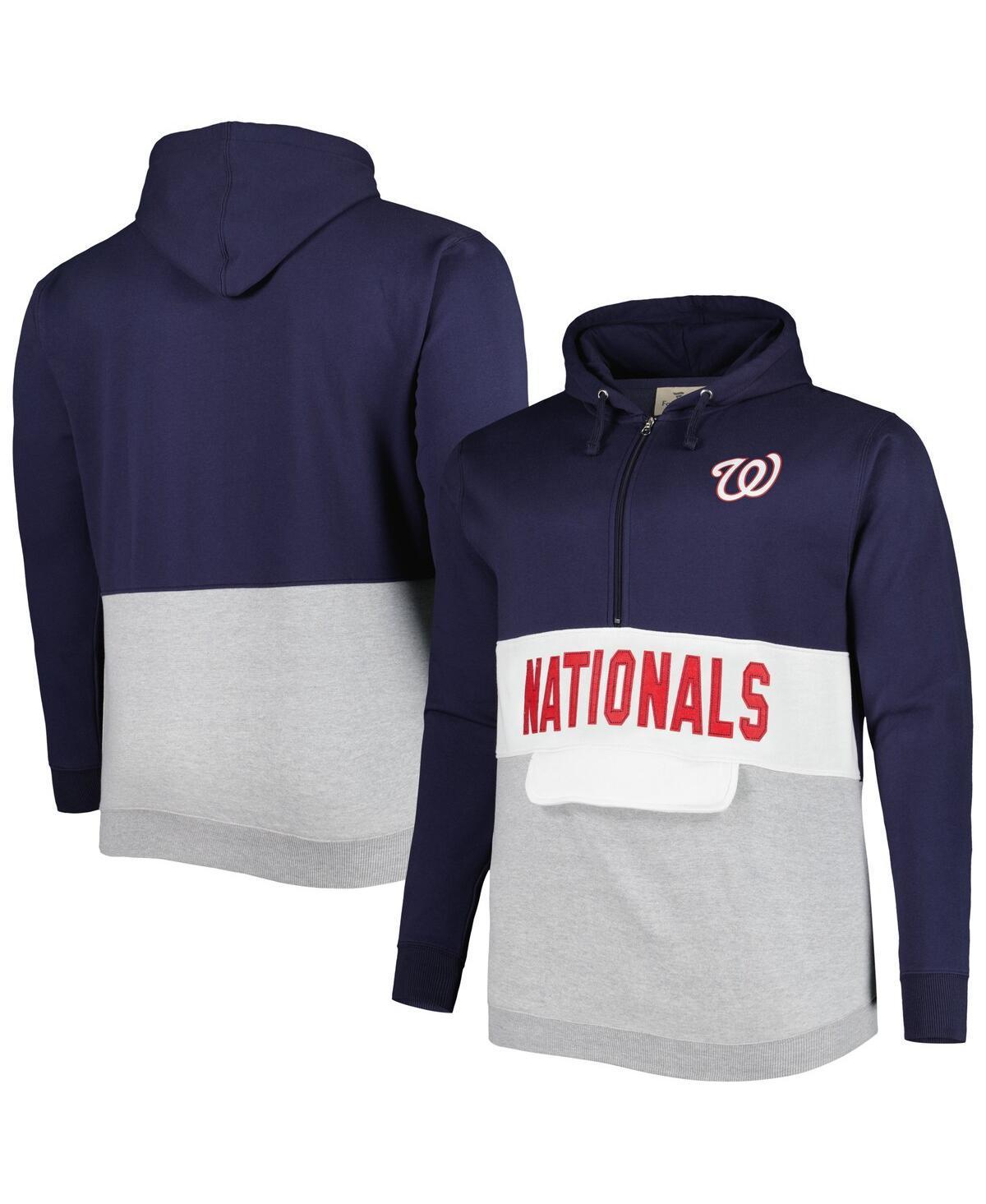 Men's Navy/White Washington Nationals Big & Tall Fleece Half-Zip Hoodie, Size: 2XLT, Blue Product Image