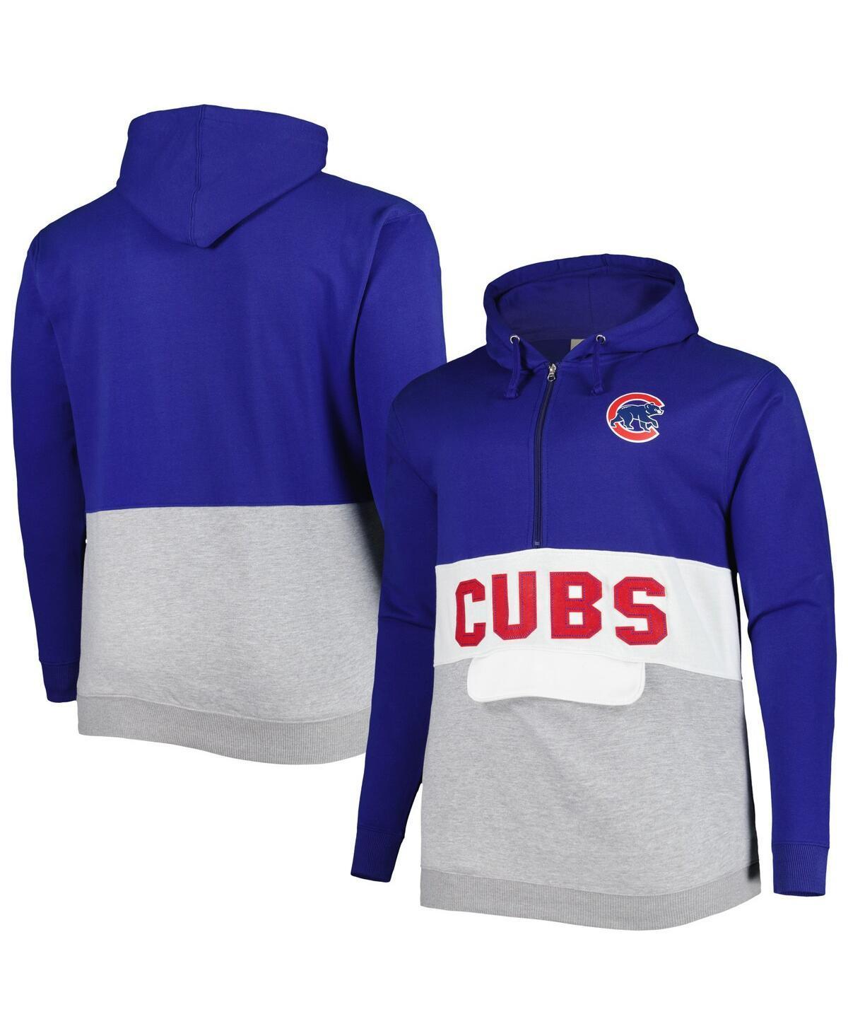 Men's Royal/White Chicago Cubs Big & Tall Fleece Half-Zip Hoodie, Size: 2XLT, Blue Product Image
