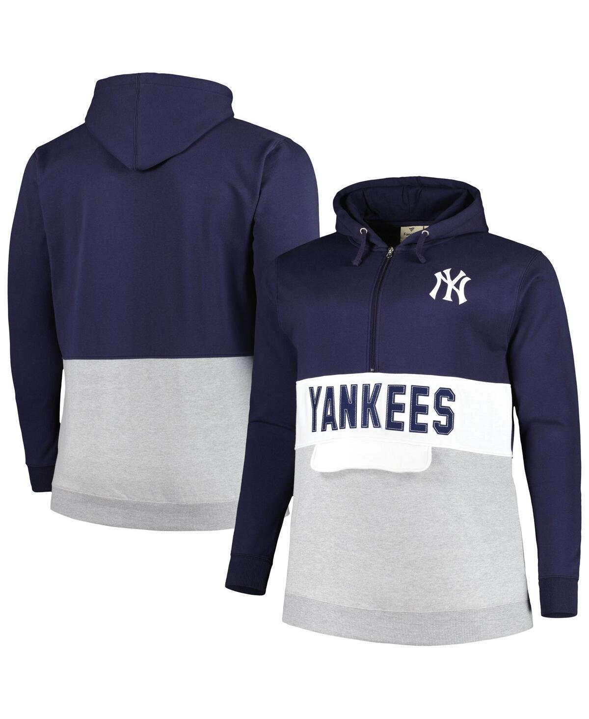 Men's Navy/White New York Yankees Big & Tall Fleece Half-Zip Hoodie, Size: 4XB, Blue Product Image