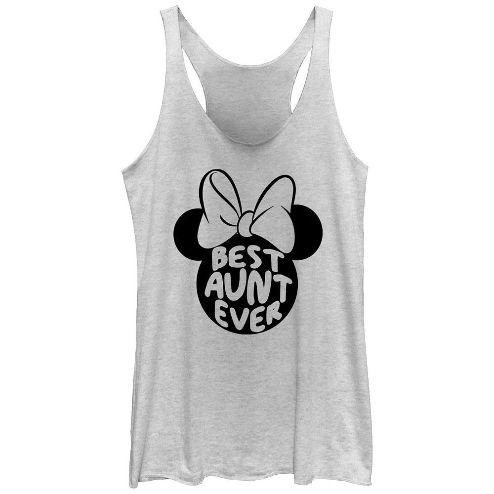 Disney's Minnie Mouse Best Aunt Ever Women's Racerback Tank Top, Size: Small, White Grey Product Image