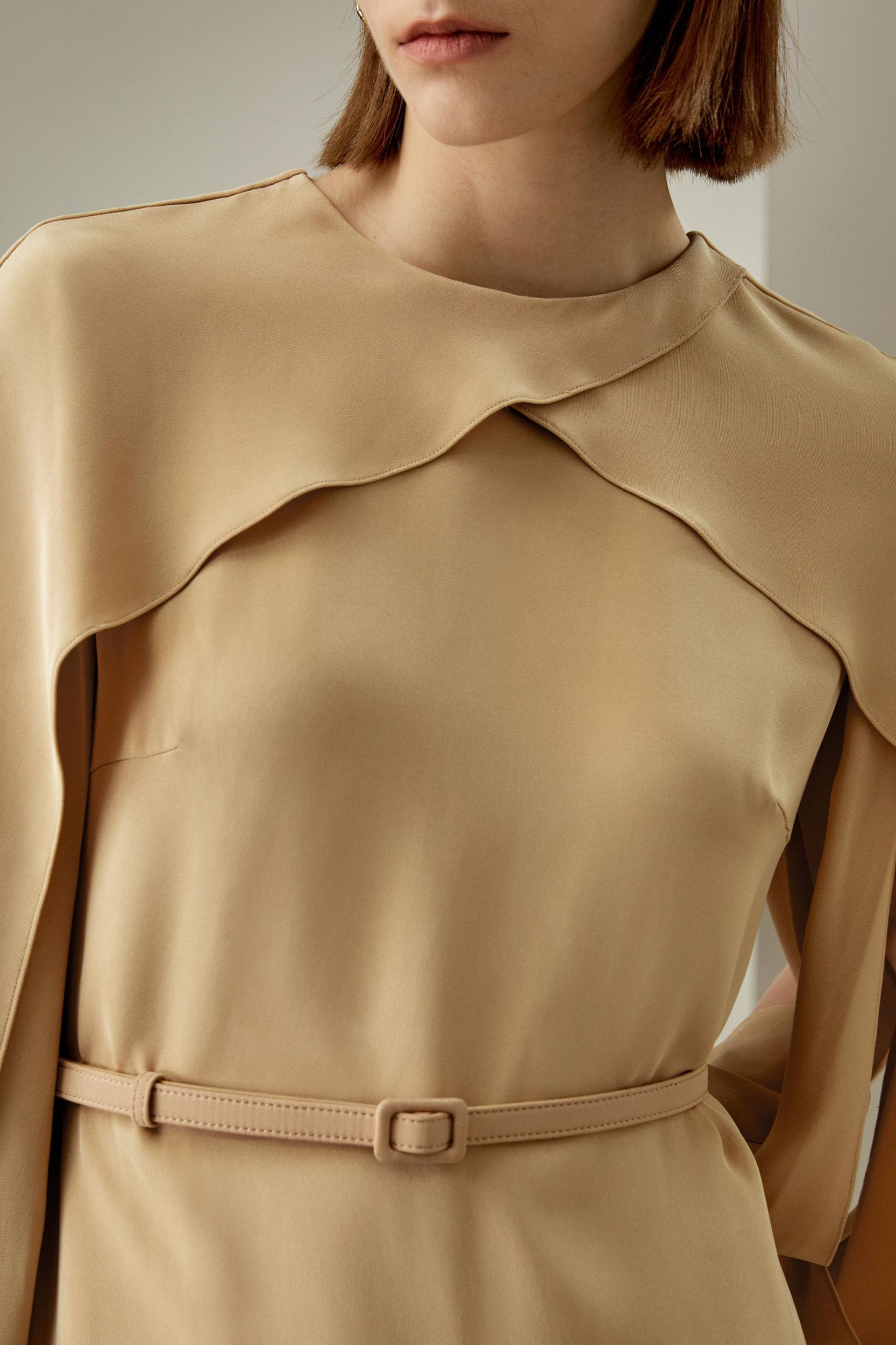 Carissa Side Slit Lantern Sleeve Dress Product Image