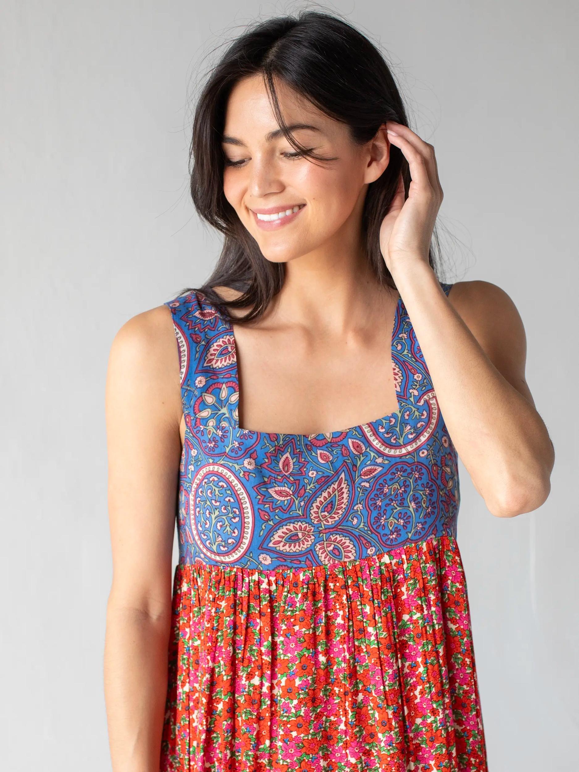 Tricia Maxi Dress - Blue Red Ditsy Product Image