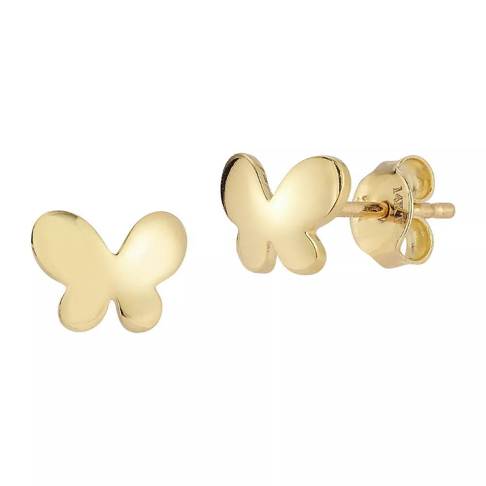 LUMINOR GOLD 14k Gold Puffed Butterfly Stud Earrings, Women's Product Image