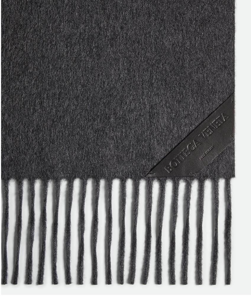 Men's Cashmere Scarf With Leather Patch in Charcoal melange Product Image