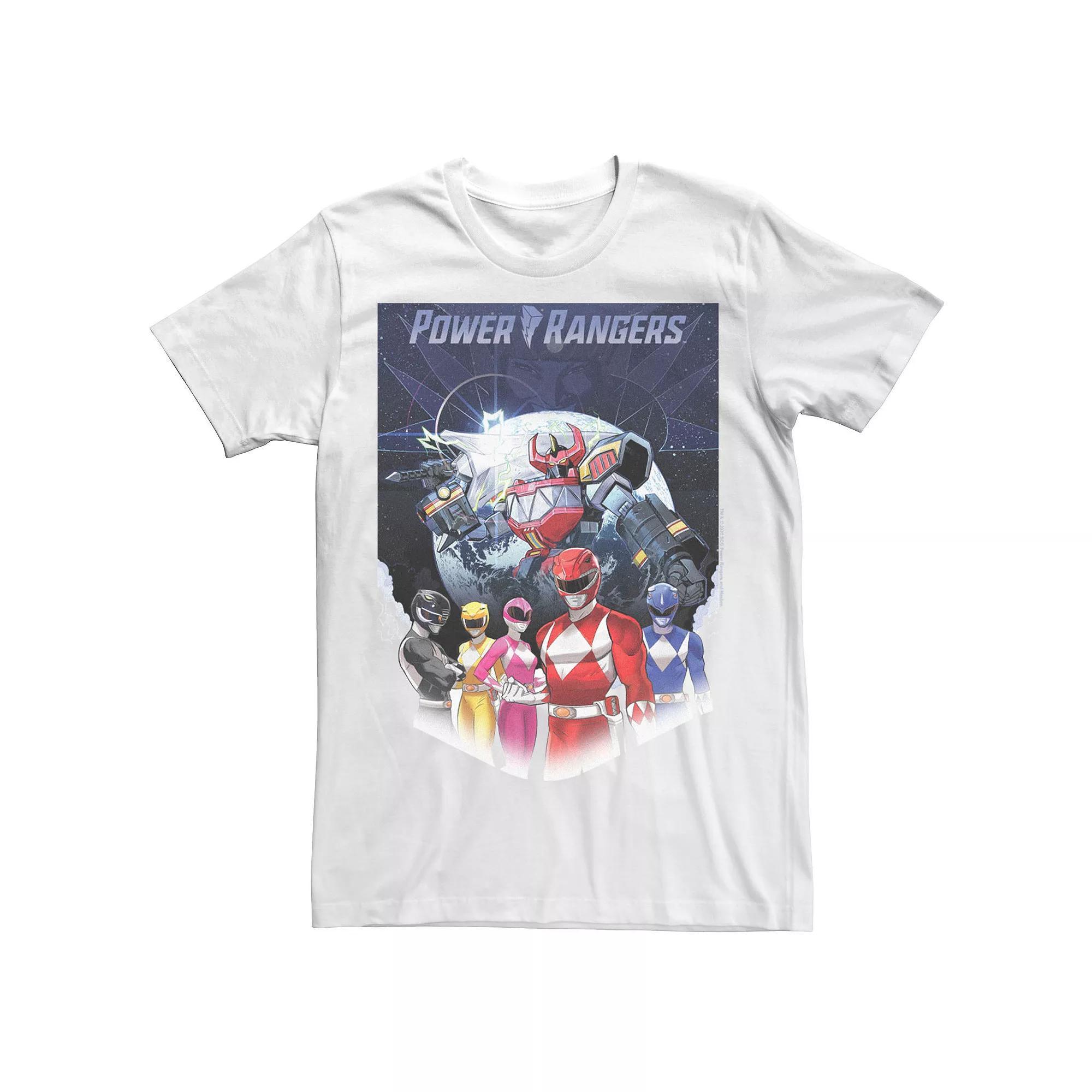 Men's Power Rangers Fade Portrait Megazord Poster Tee, Size: Large, White Product Image