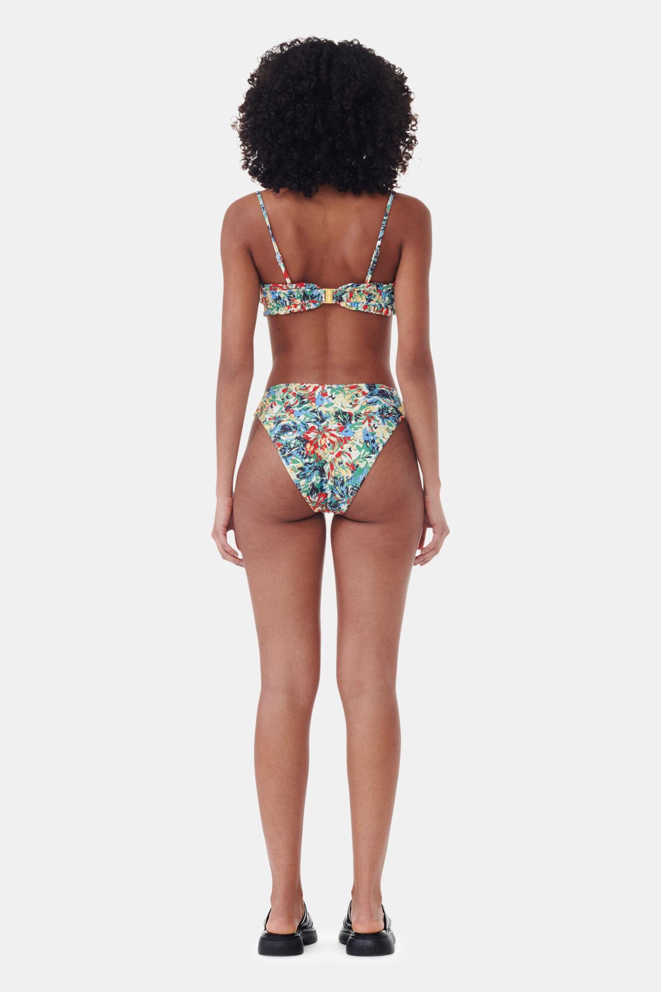 Recycled Printed Ruffle Bandeau Bikini Top Product Image