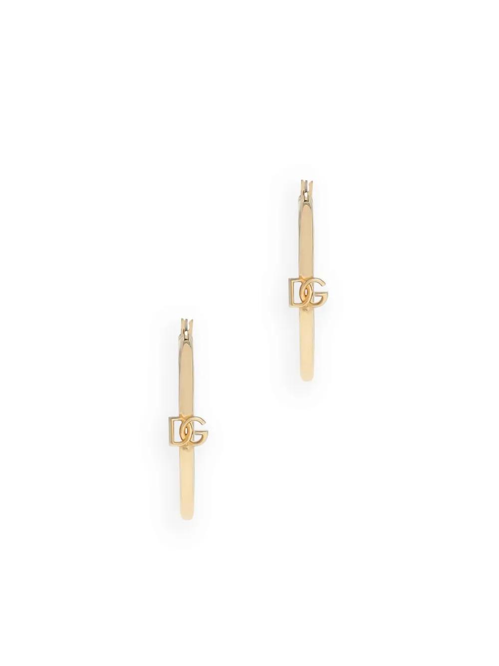 DOLCE & GABBANA Dg Logo-charm Hoop Earrings In Gold Product Image