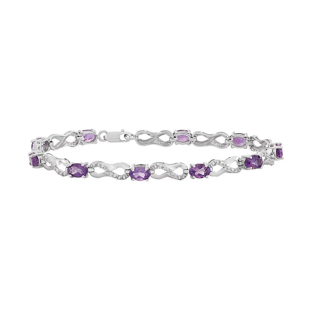 Jewelexcess Amethyst & Diamond Accent Sterling Silver Infinity Link Bracelet, Women's, Size: 7.5", Purple Product Image