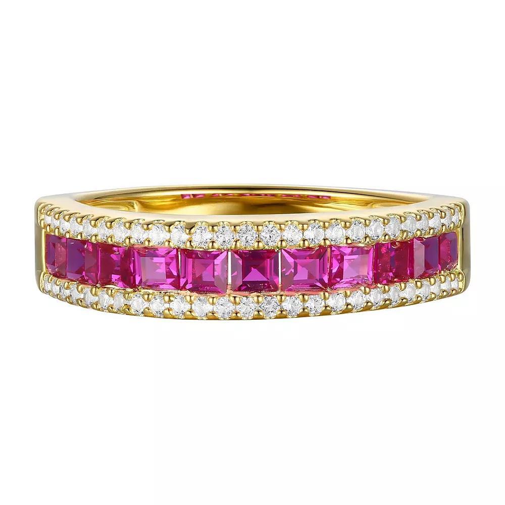 14k Gold Over Silver Lab-Created Ruby & White Sapphire Ring, Women's, Size: 7, Gold Tone Product Image