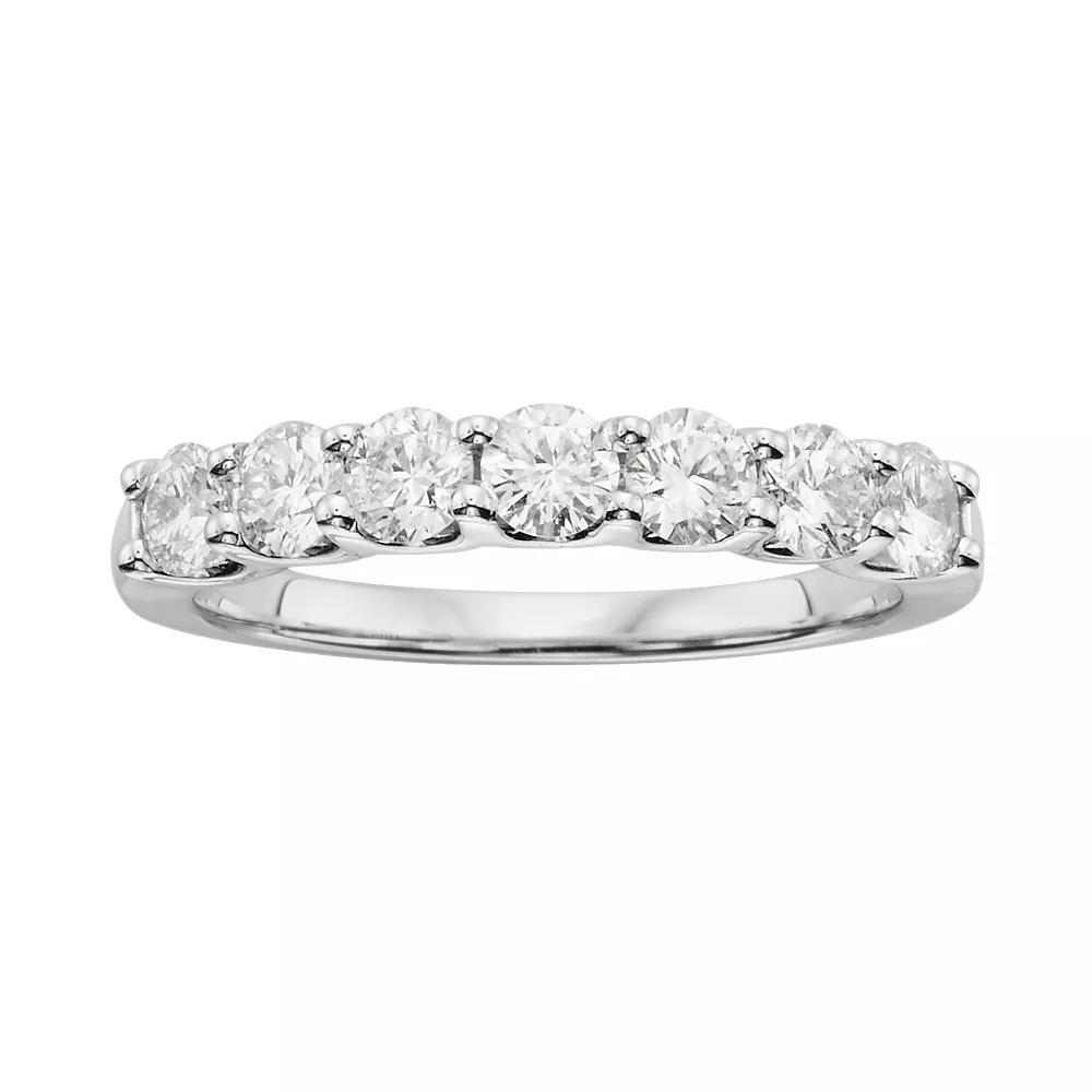 The Regal Collection 18k White Gold 1-ct. T.W. IGL Certified Round-Cut Colorless Diamond 7 Stone Band Ring, Women's Product Image