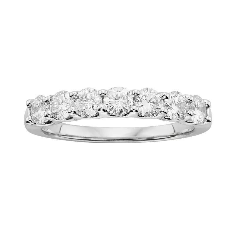 The Regal Collection 18k White Gold 1-ct. T.W. IGL Certified Round-Cut Colorless Diamond 7 Stone Band Ring, Women's Product Image