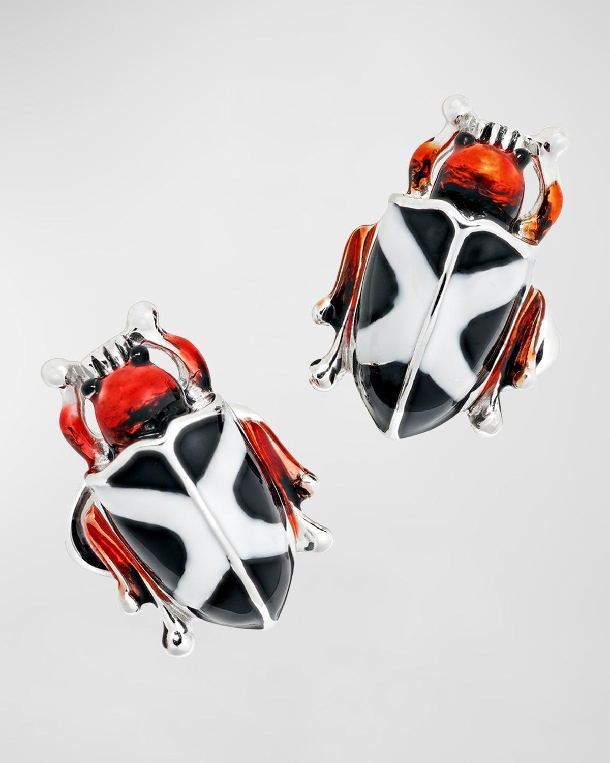 Mens Hand-Painted Enamel Beetle Cufflinks Product Image