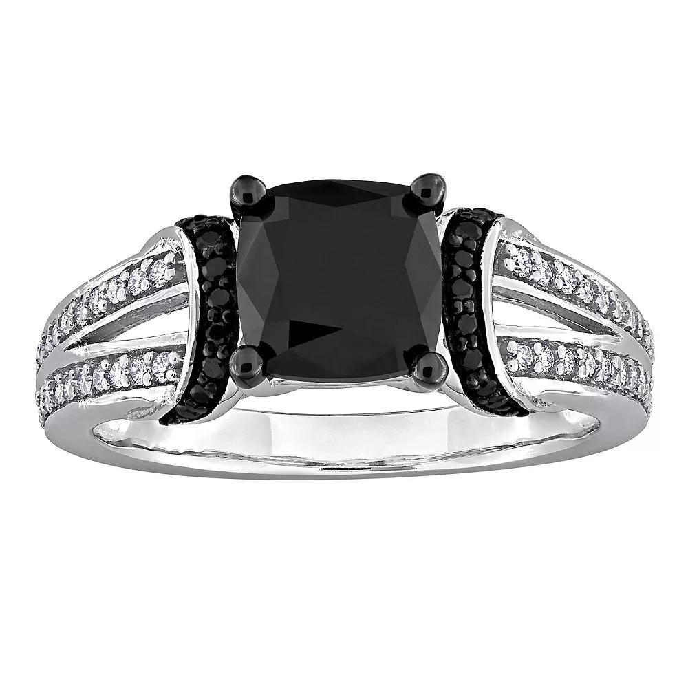 Stella Grace 14k White Gold 2 1/3 Carat T.W. Black & White Diamond Split Shank Engagement Ring, Women's, Size: 9 Product Image