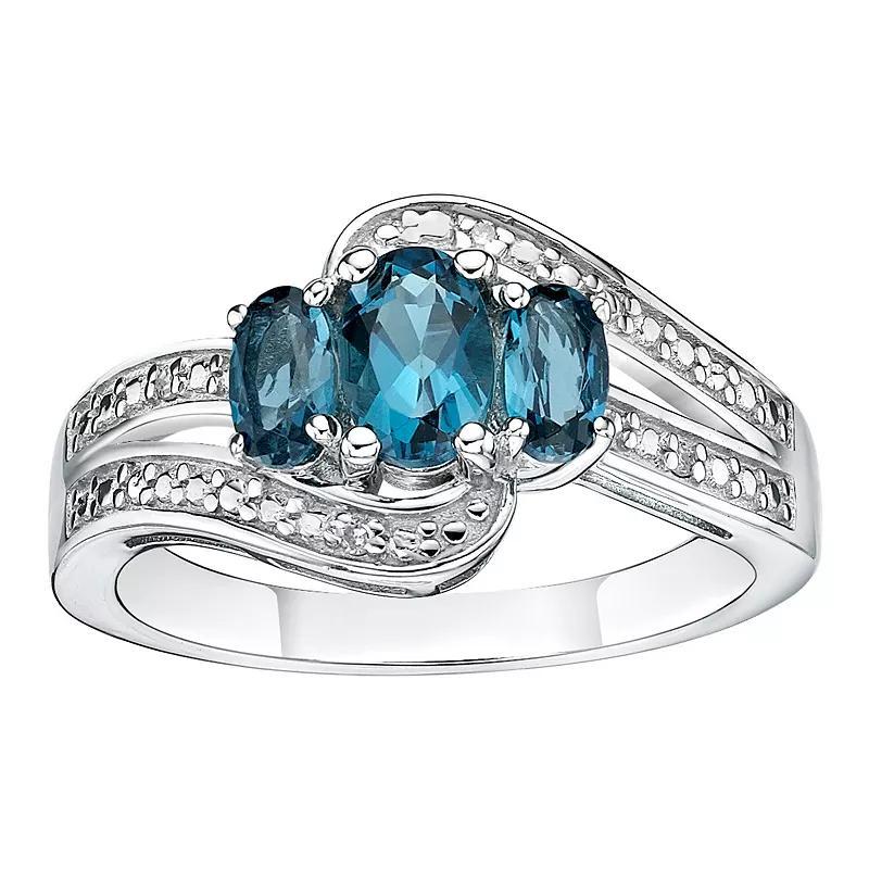 Gemminded Sterling Silver London Blue Topaz & Diamond Accent Ring, Women's, Size: 5 Product Image