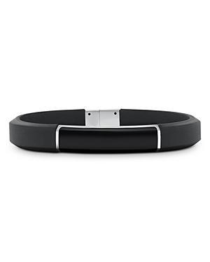 David Yurman Mens Sterling Silver Streamline Onyx Black Rubber Bracelet Product Image