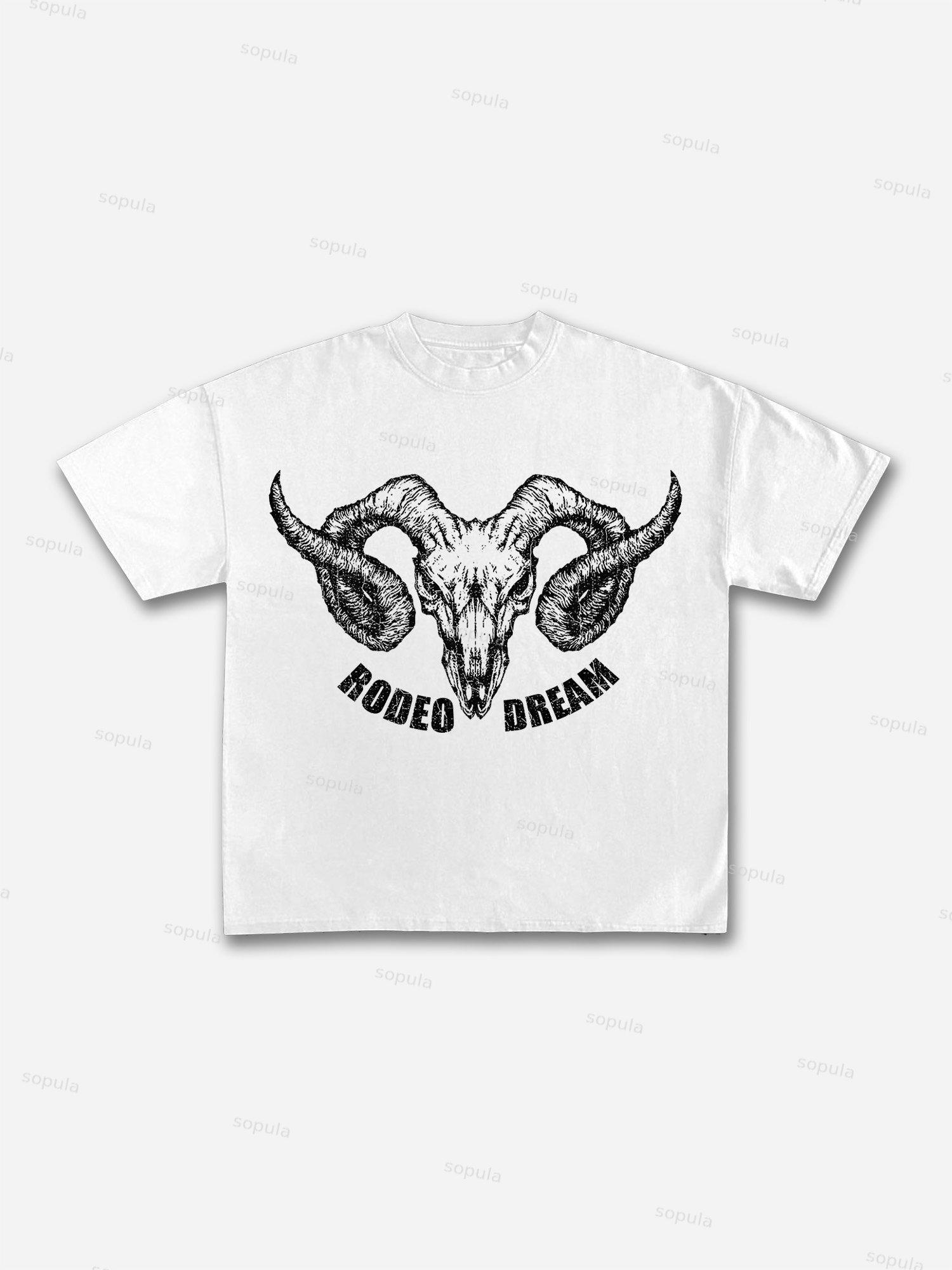 Rodeo Dream Bull Head Graphic Cotton T-shirt Product Image