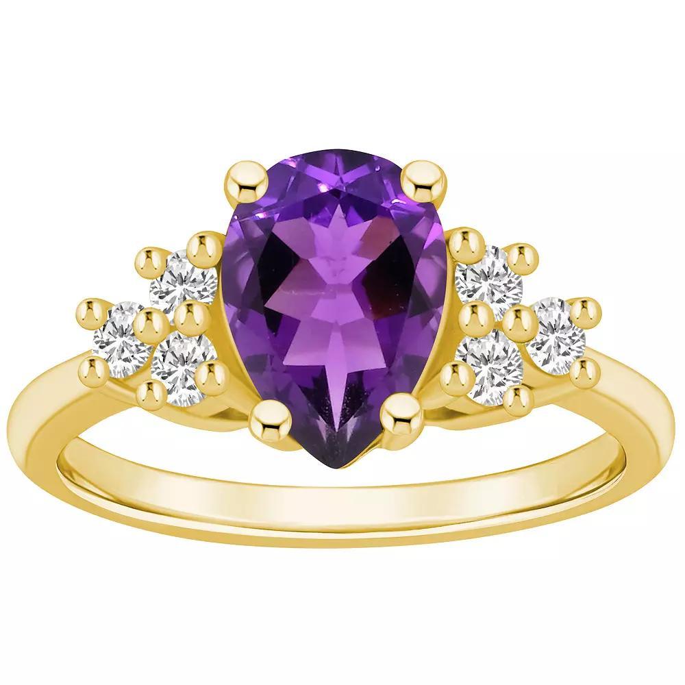 Alyson Layne 14k Gold Pear Shape Amethyst & 1/3 Carat T.W. Diamond Ring, Women's, Size: 7 Product Image