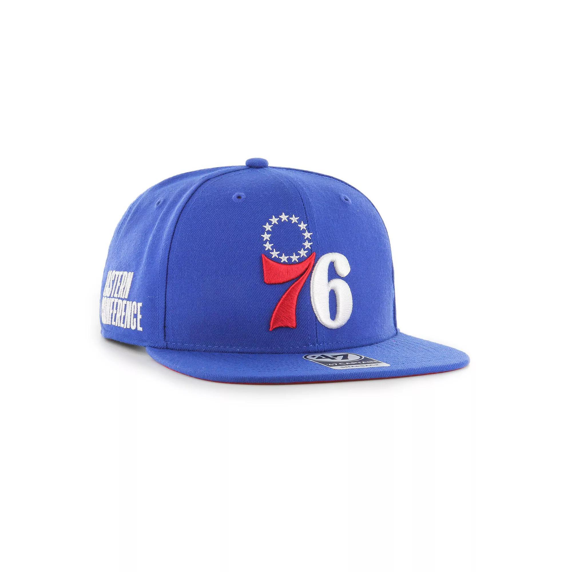 Men's '47  Royal Philadelphia 76ers Sure Shot Captain Snapback Hat, 76r Blue Product Image