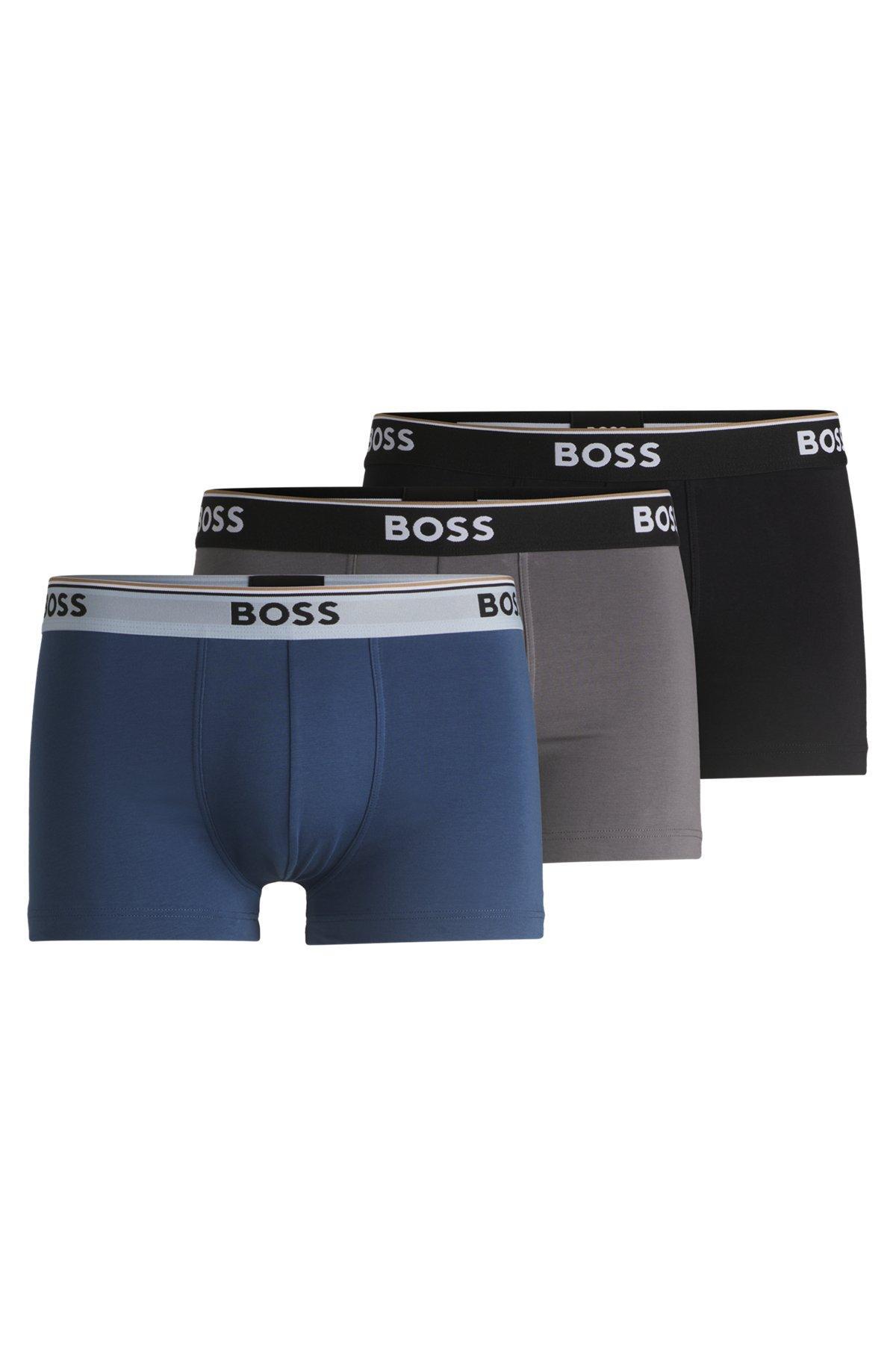 Three-pack of stretch-cotton trunks with logo waistbands Product Image
