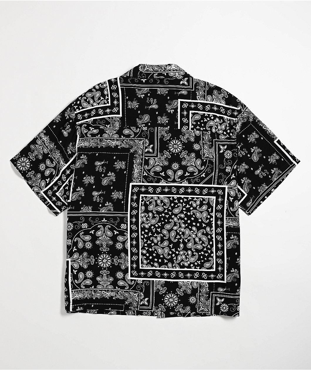 Ninth Hall Paisley Black Short Sleeve Button Up Shirt Product Image