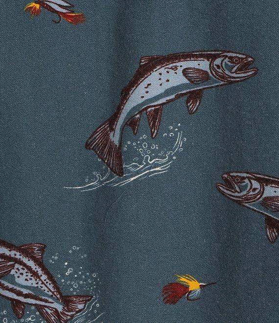 Roundtree & Yorke Long Sleeve Moleskin Fish Print Shirt Jacket Product Image