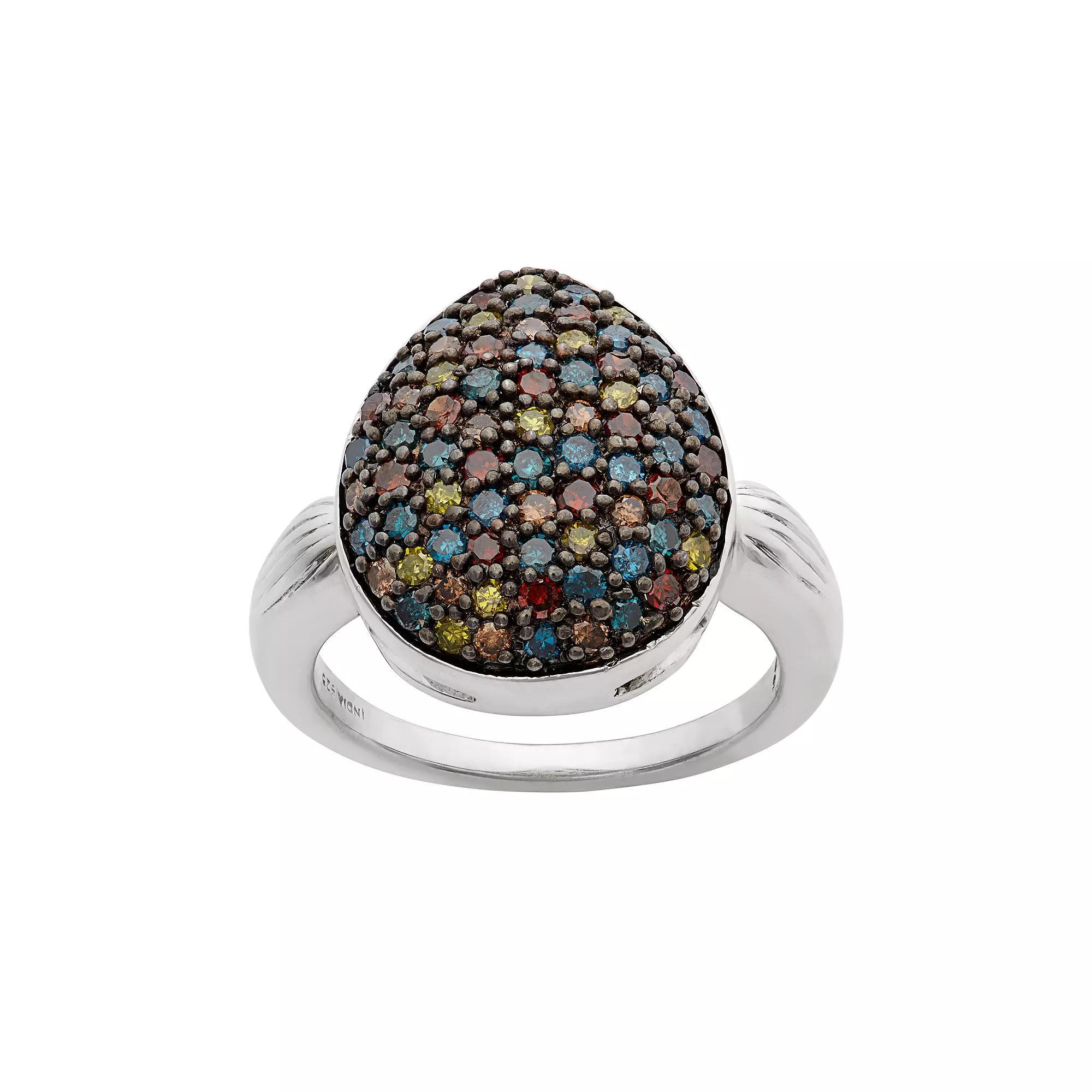 Jewelexcess 1 Carat T.W. Diamond Sterling Silver Teardrop Ring, Women's, Size: 7, Multicolor Product Image