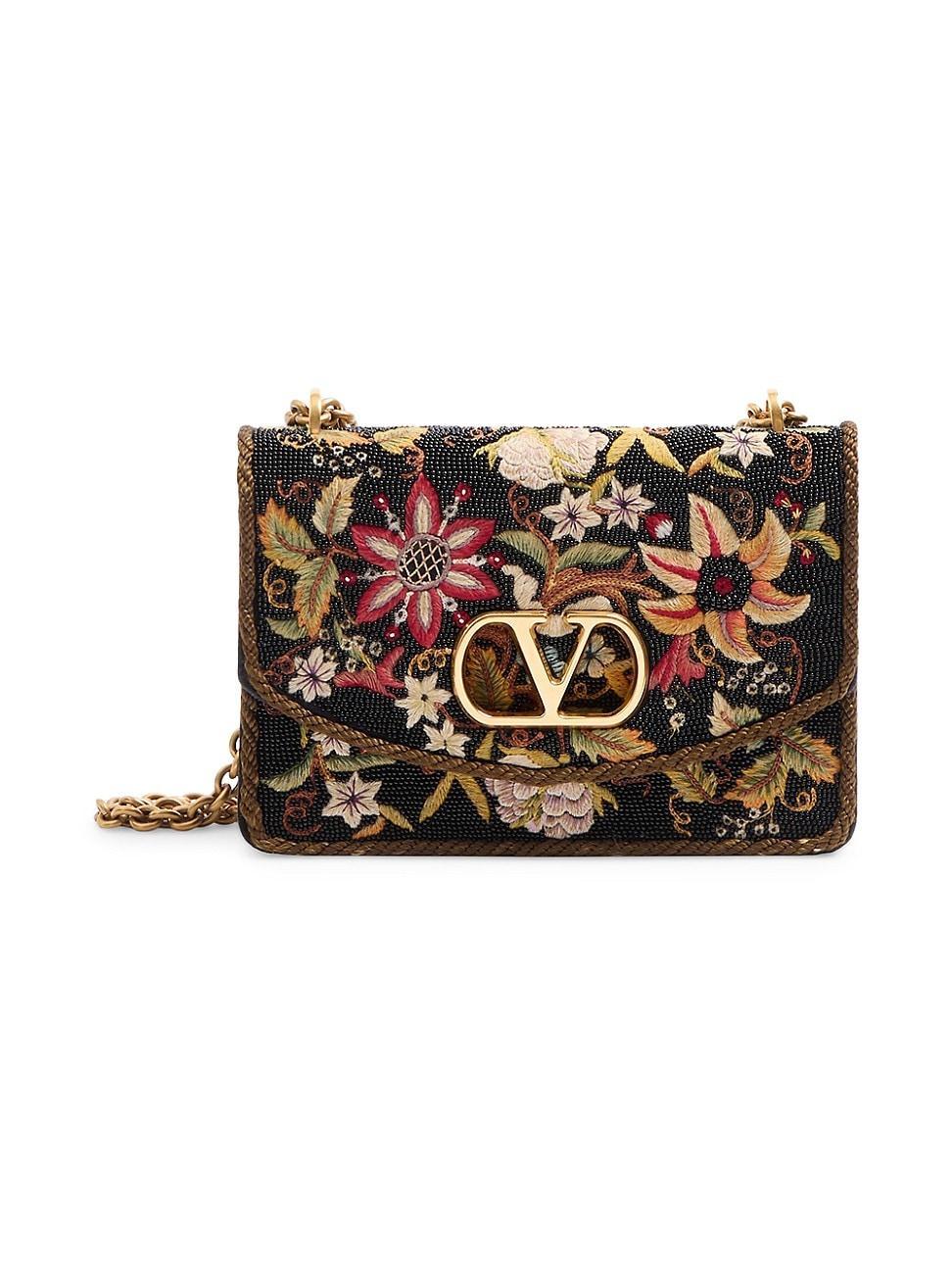Womens Vain Embroidered Shoulder Bag Product Image