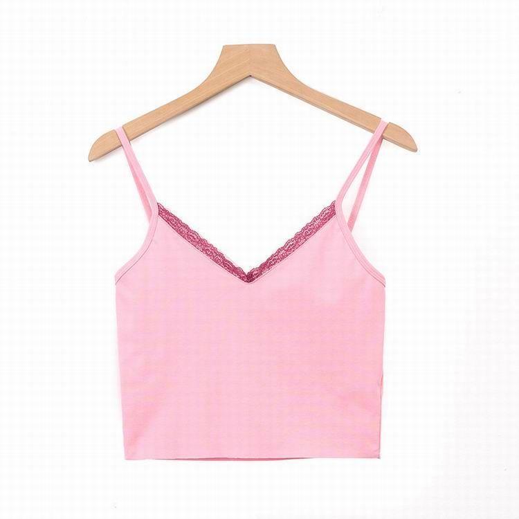 V-Neck Lace Trim Crop Camisole Product Image