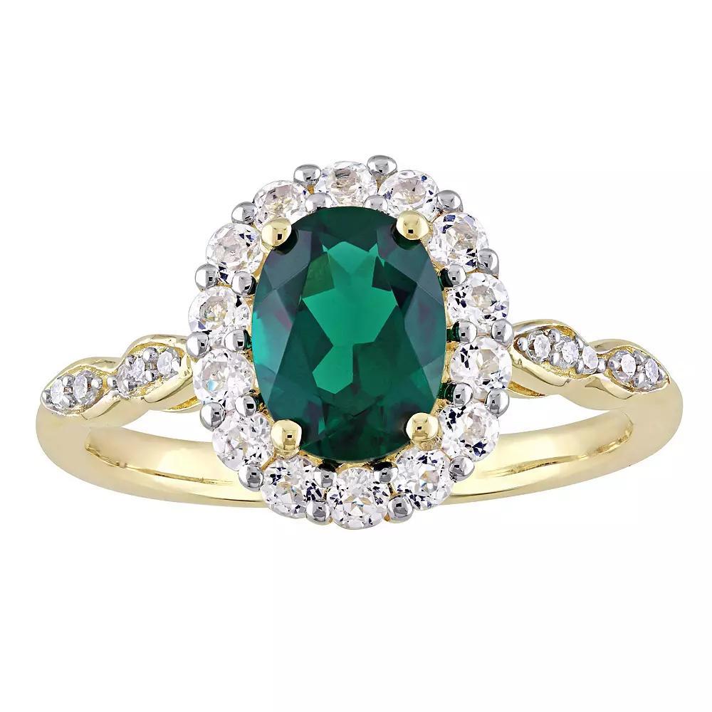 Stella Grace 14k Gold Lab-Created Emerald, White Topaz and Diamond Accent Vintage Ring, Womens Product Image