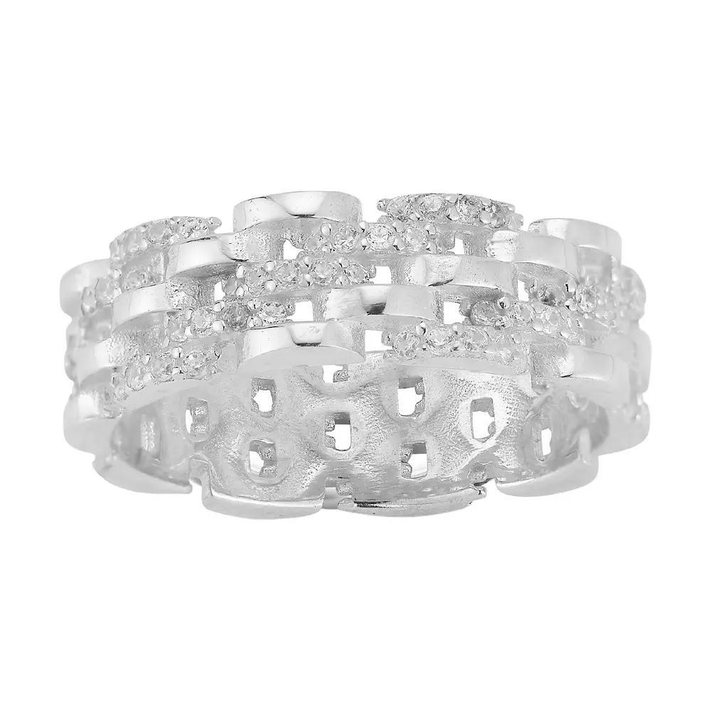 Sunkissed Sterling Cubic Zirconia Chain Link Ring, Women's, Size: 7, Silver Tone Product Image