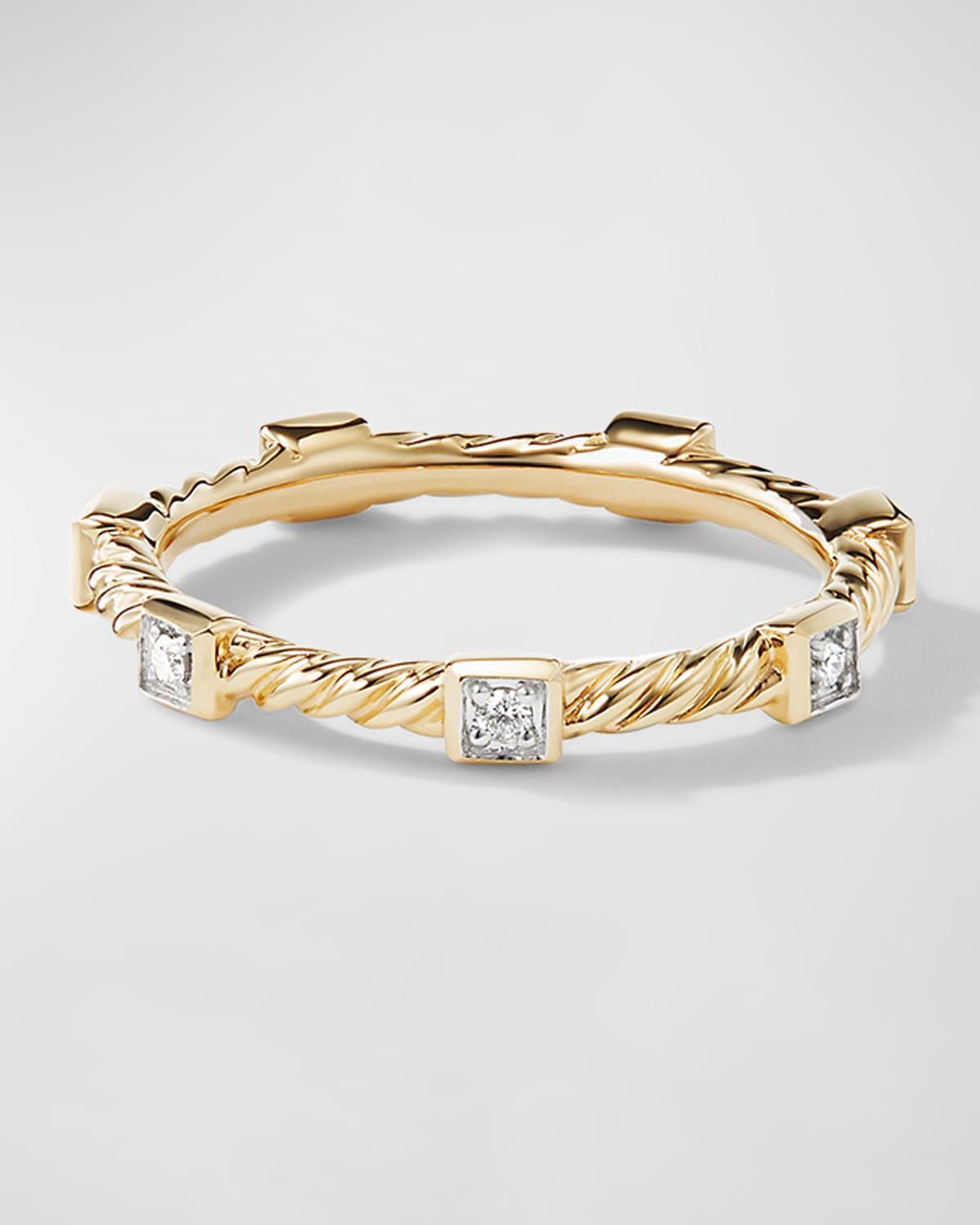 Womens Cable Collectibles Stations Stack Ring in 18K Yellow Gold Product Image