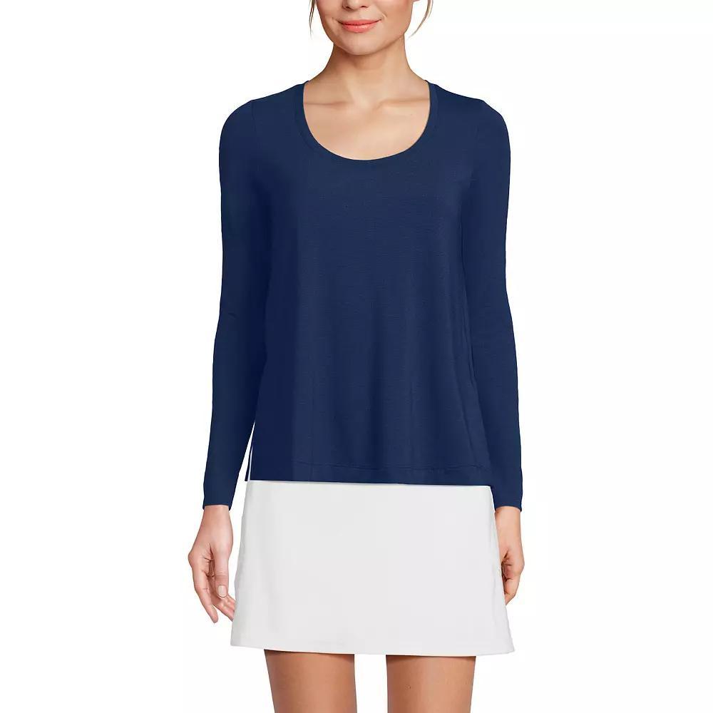 Women's Lands' End Power Performance Long Sleeve Scoopneck T-Shirt, Size: Large, Julep Phlox Floral Product Image