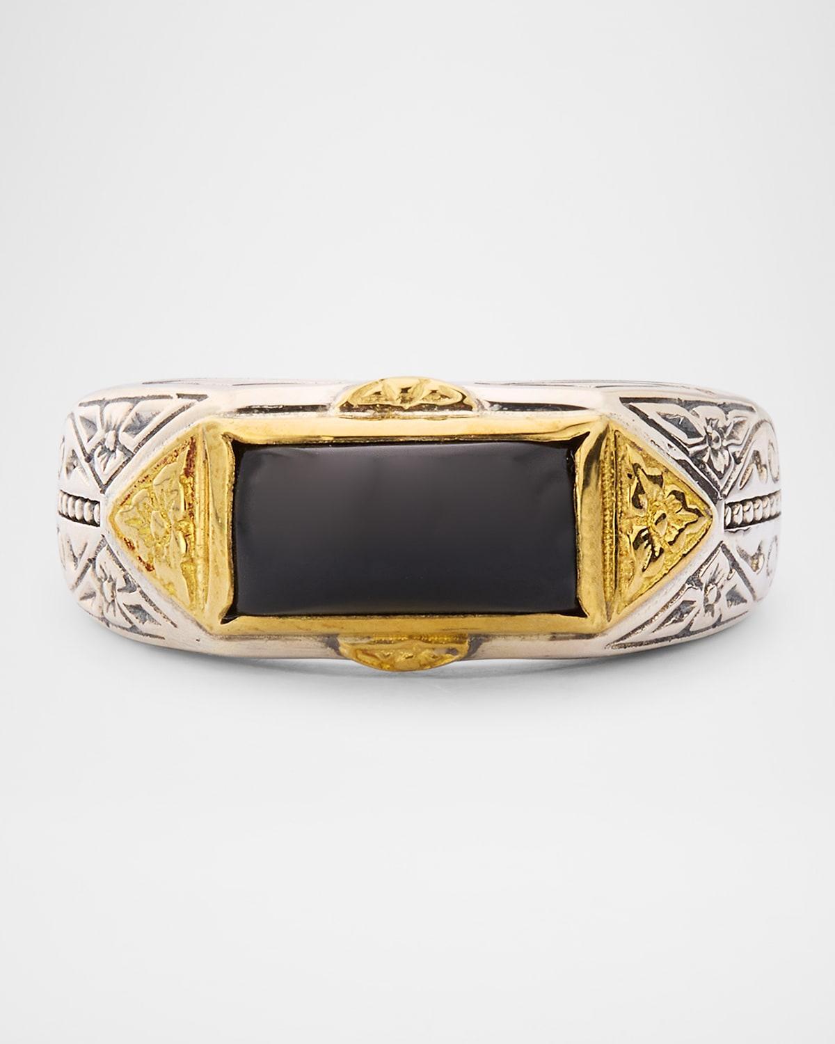 Mens Sterling Silver and Bronze Black Onyx Ring Product Image