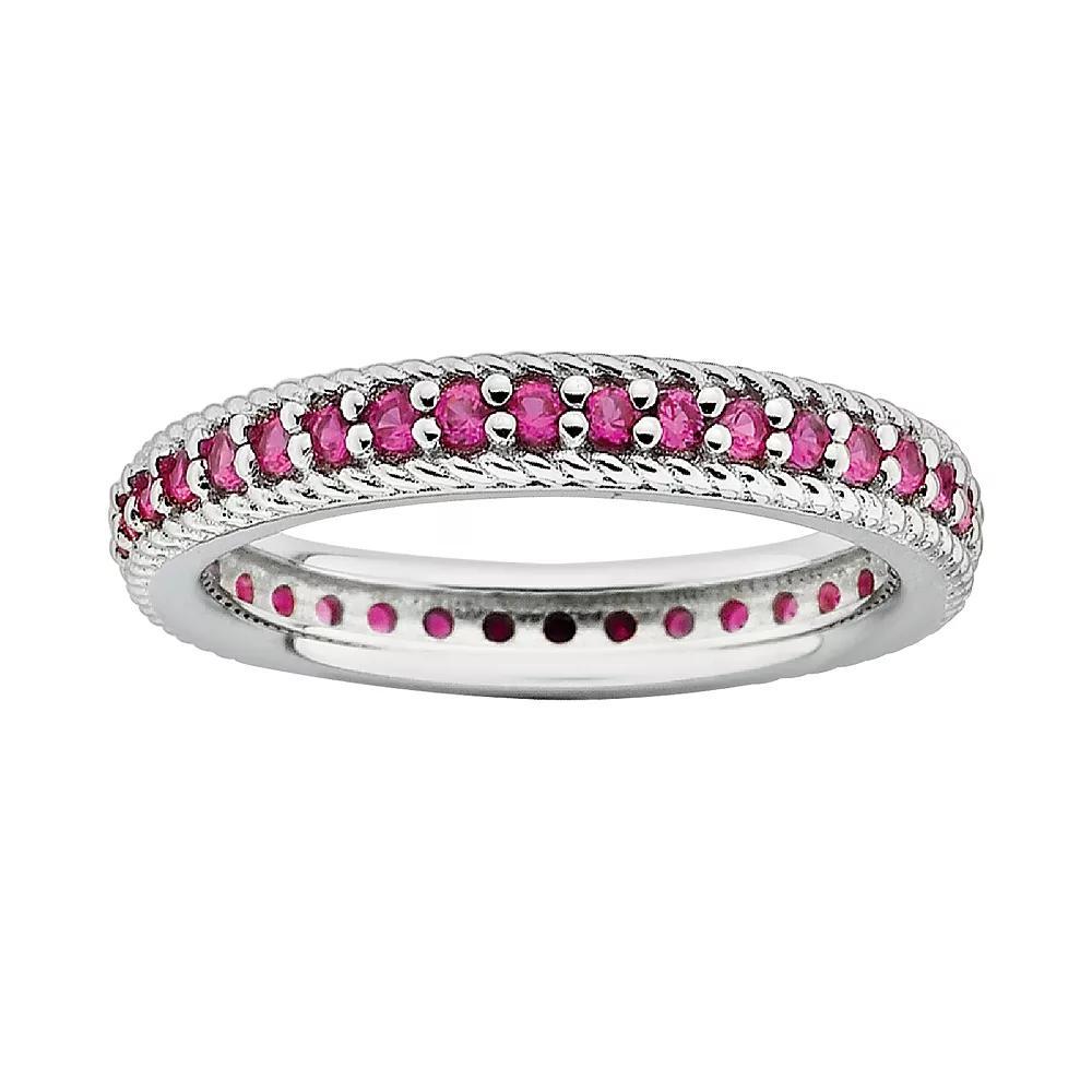 Stacks & Stones Sterling Silver Lab-Created Ruby Eternity Stack Ring, Women's, Size: 6, Red Product Image