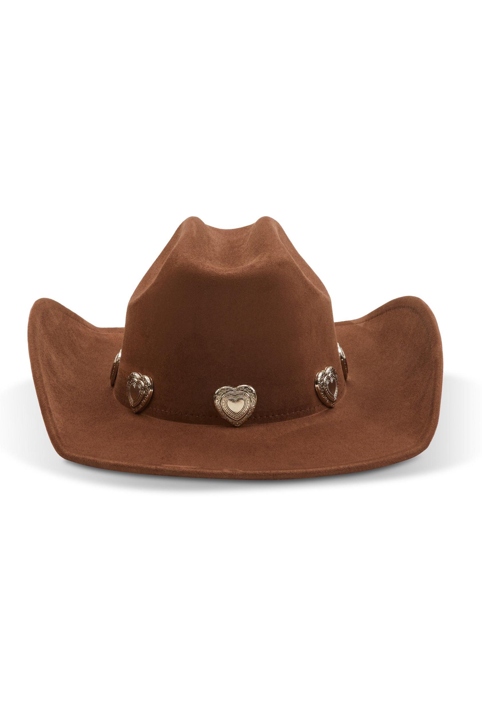 Womens Heart Trim Faux Suede Cowboy Hat Product Image