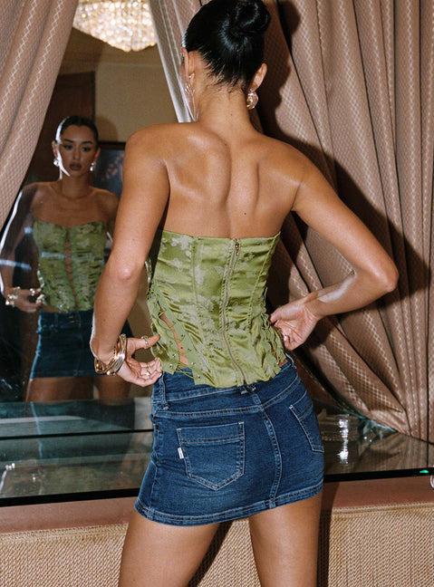 Faya Low Rise Denim Mini Skirt Dark Blue Product Image
