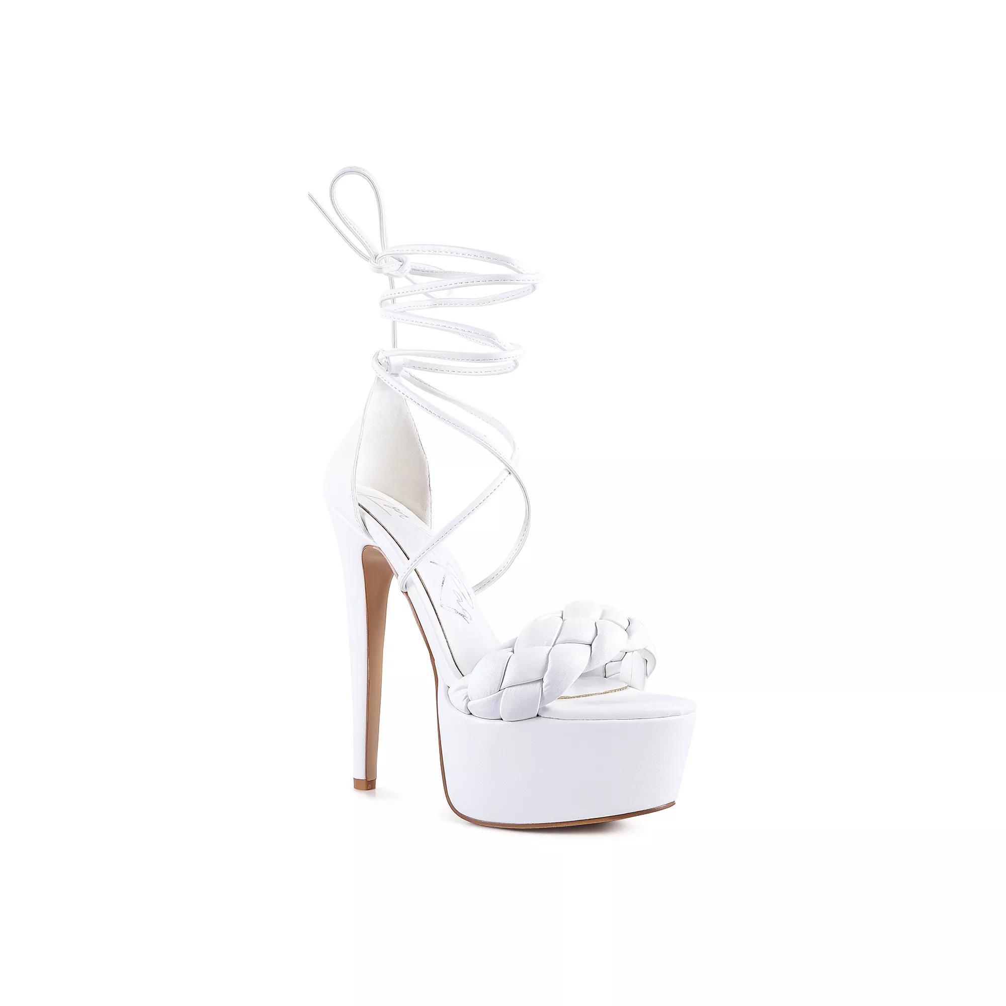 London Rag Twerk Women's Tie-up Braided Platform Sandals, Size: 6.5, White Product Image