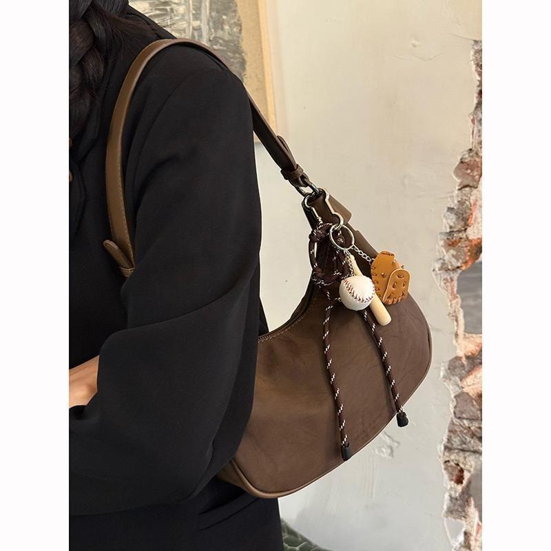 Plain Faux Suede Shoulder Bag Product Image