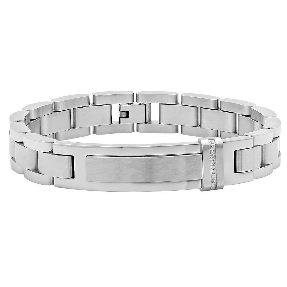 Men's Jewelry Nation Stainless Steel Diamond Accent ID Bracelet, Size: 8" Product Image